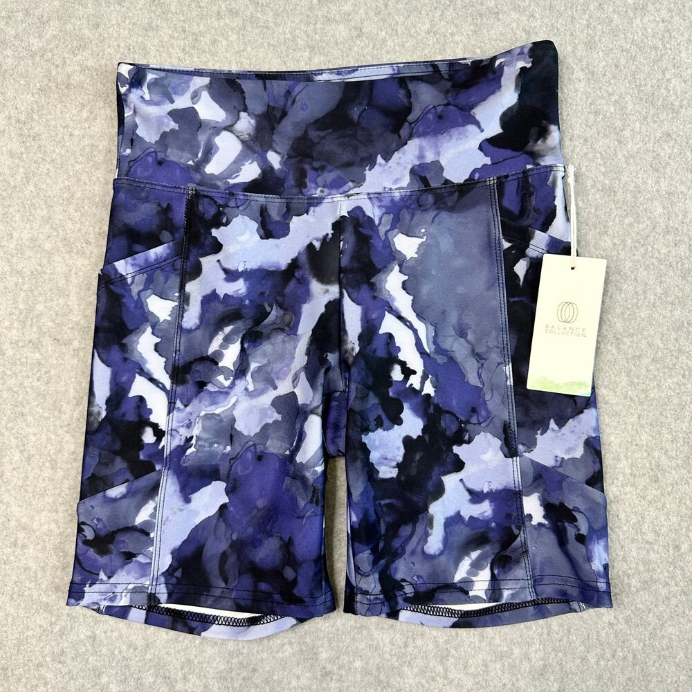 Balance Collection Bike Shorts WMNS SZ M Blue Abstract 7 Inch Performance Active